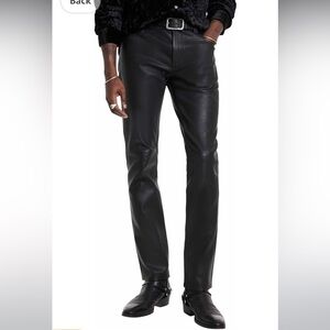 💯 DKNY Men's Black Leather Straight Jeans
